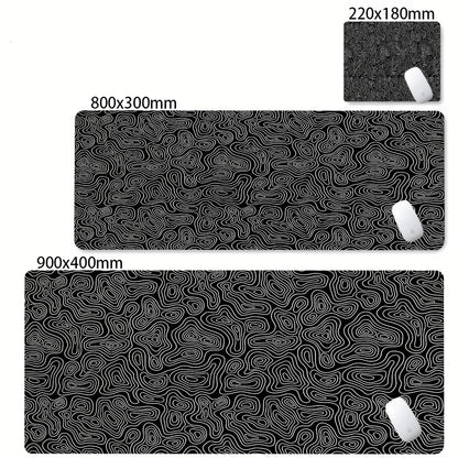 CIFBUY Large Gaming Mouse Pad Black White Strata Abstract Design Non-Slip Office Desk Mat Lock Stitched Edge for Computer Keyboa