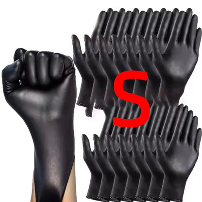 100/50/20/10pcs Black Nitrile Gloves Thickened Disposable Cleaning Hairdressing Gloves Waterproof Household Industrial Gloves