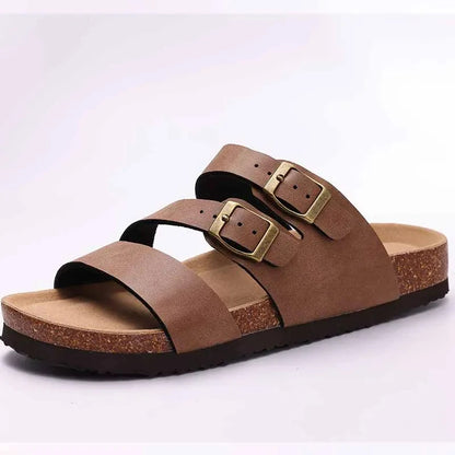 Crestar Cork Suede Mules Slippers For Women Fashion Men Clogs Shoes Classic Cork Antislip Outdoor Slippers With Arch Support
