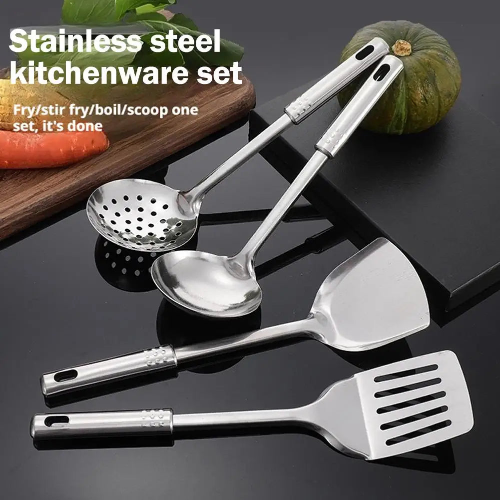 5PCS/SET 304 Stainless Steel Practical Spatula Kitchen Utensil Set Cooking Tool Slotted Turner Rice Spoon Ladle Cooking Tools