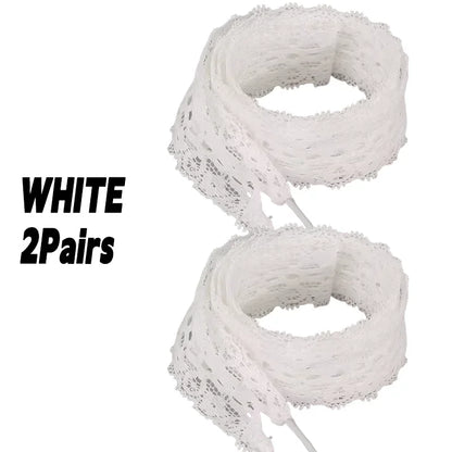 1/4Pairs Fancy Lace 3CM Wide Flat Shoelaces Sneakers Women Casual Shoes Black White Fashion Shoe Strings Replacement Accessories