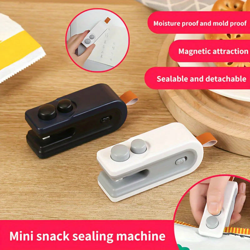 Handheld Bag Sealer Mini Heat Vacuum Food Sealer with Cutter and Magnet 2 in 1 Bag Sealer for Plastic Bags Snacks Food Storage
