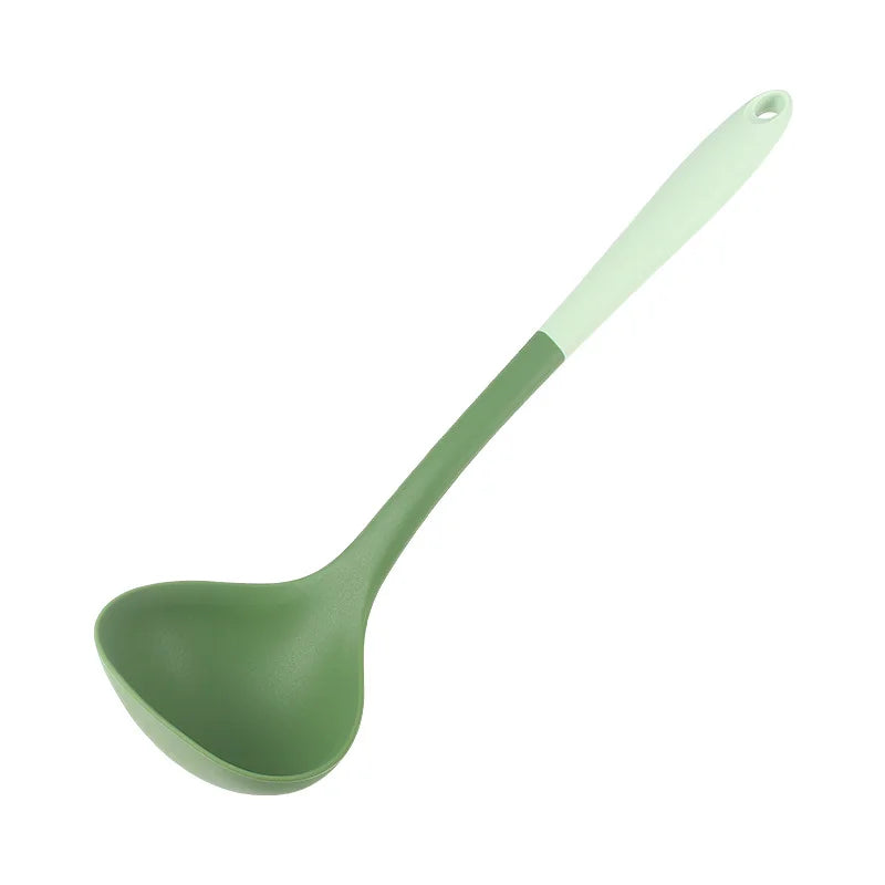 6-Piece Silicone Kitchen Utensil Set: Chinese Spatula, Soup Ladle, Slotted Turner, Pasta Spoon, Salad & Honey Scrapers for Non-S
