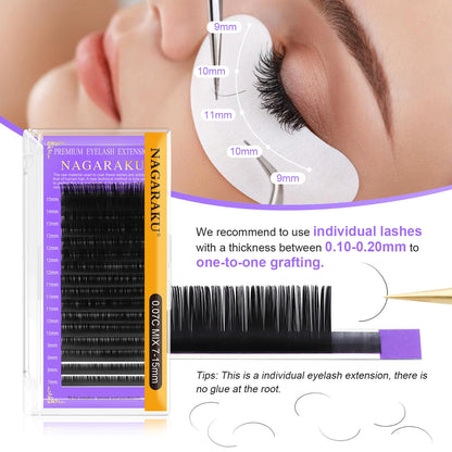 NAGARAKU Classic Eyelash Extension All Size Faux Mink Individual False lash Natural Soft Lashes Cils Makeup C D