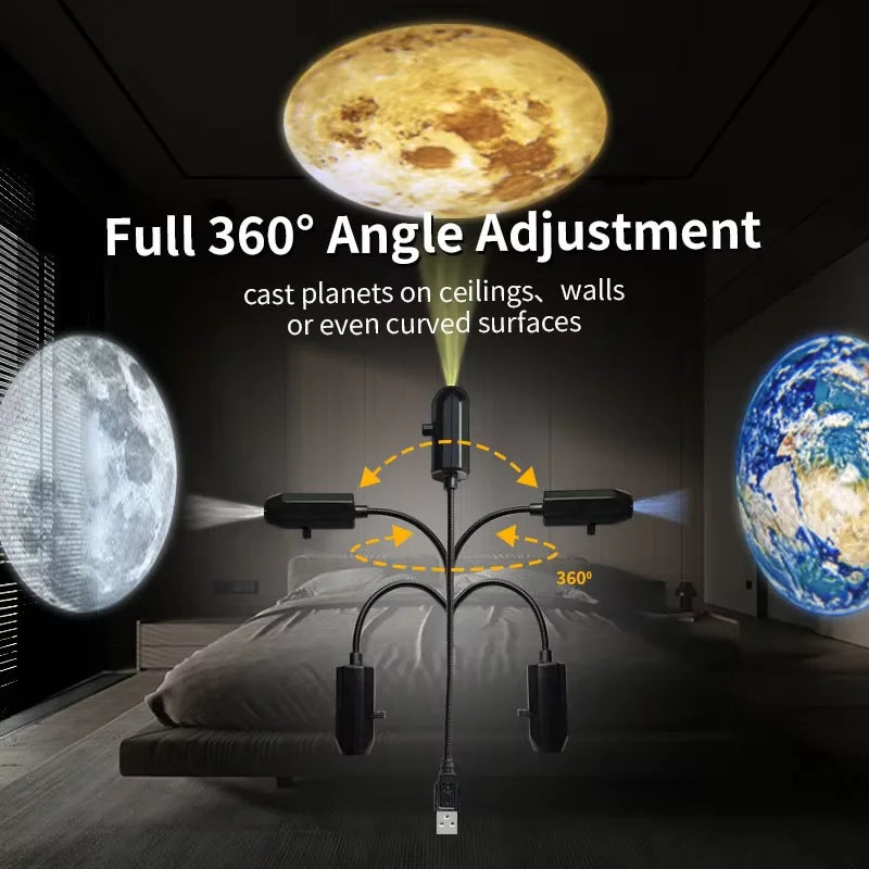 1-Planet Projection Light Moon Earth Bedroom Ceiling USB Night Light Ins Background Atmosphere Light for Kids Bedroom Wall Decor