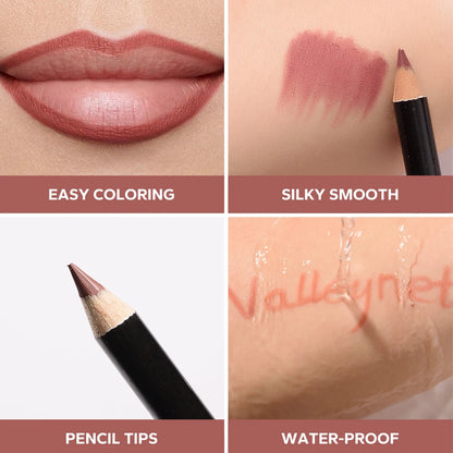 4pcs/Set lip liner set and eyeliner set Nude Brown Collection Long-lasting Matte Waterproof Lipstick Set Women'S Lip Cosmetics