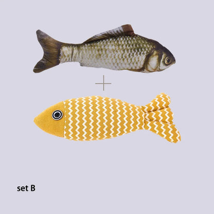 1Pcs/2Pcs Catnip Fish Cat Toys Soft Linen Bite-Resistant Plush Fish Interactive Chew Toys for Indoor Cats Pet Supplies