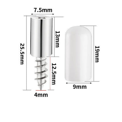 1/16Set with Rubber Sleeve Laminate Cross Self-tapping Screw Support  Wardrobe Cabinet Glass Hard Nonslip Partition Nail