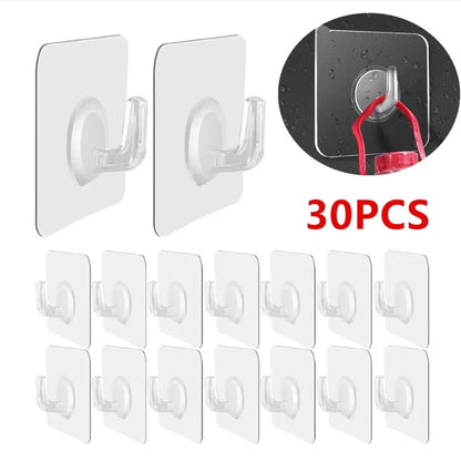 5/10/20/30Pcs Self-adhesive Hook Transparent Door Wall Hook Child Heavy Load Rack Kitchen Bathroom Towel Key Rack Sticky Hook