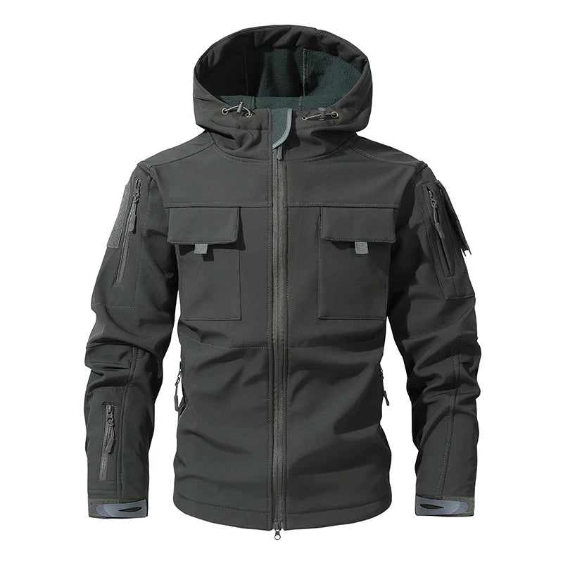 Men Lurker Shark Skin Soft Shell Tactical Jacket Waterproof Fleece Hooded Coat Hunt Clothes Autumn Solid Outdoor New Jacket Men