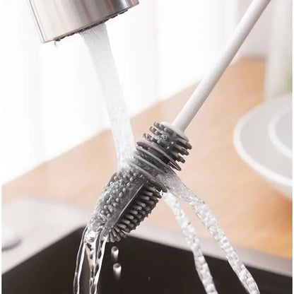 Silicone Milk Bottle Brush Cup Scrubber Glass Cleaner Kitchen Cleaning Tool Long Handle Drink Bottle Glass Cup Cleaning Brush