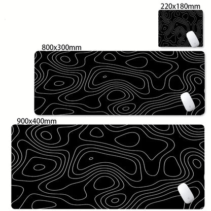 CIFBUY Large Gaming Mouse Pad Black White Strata Abstract Design Non-Slip Office Desk Mat Lock Stitched Edge for Computer Keyboa