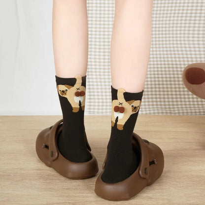 Couple Cat Egg Socks 3D Funny Mid Tube Winter Warm Matching Wear for Lovers Halloween Christmas Gift Cozy Novelty Style