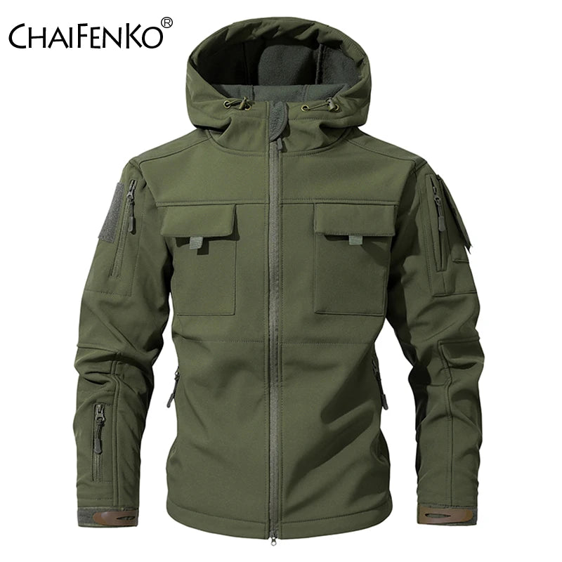 Men Lurker Shark Skin Soft Shell Tactical Jacket Waterproof Fleece Hooded Coat Hunt Clothes Autumn Solid Outdoor New Jacket Men