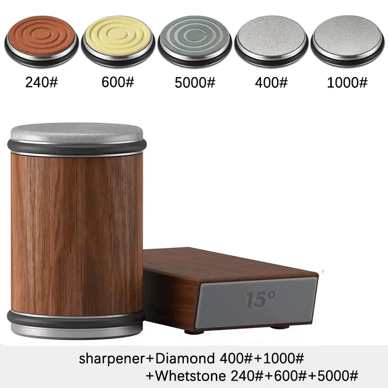 Rolling Knife Sharpener For Straight Edge Knife Sharpener Kit With 15/20° Degree Magnetic Angle For Kitchen Knives Whetstone Set