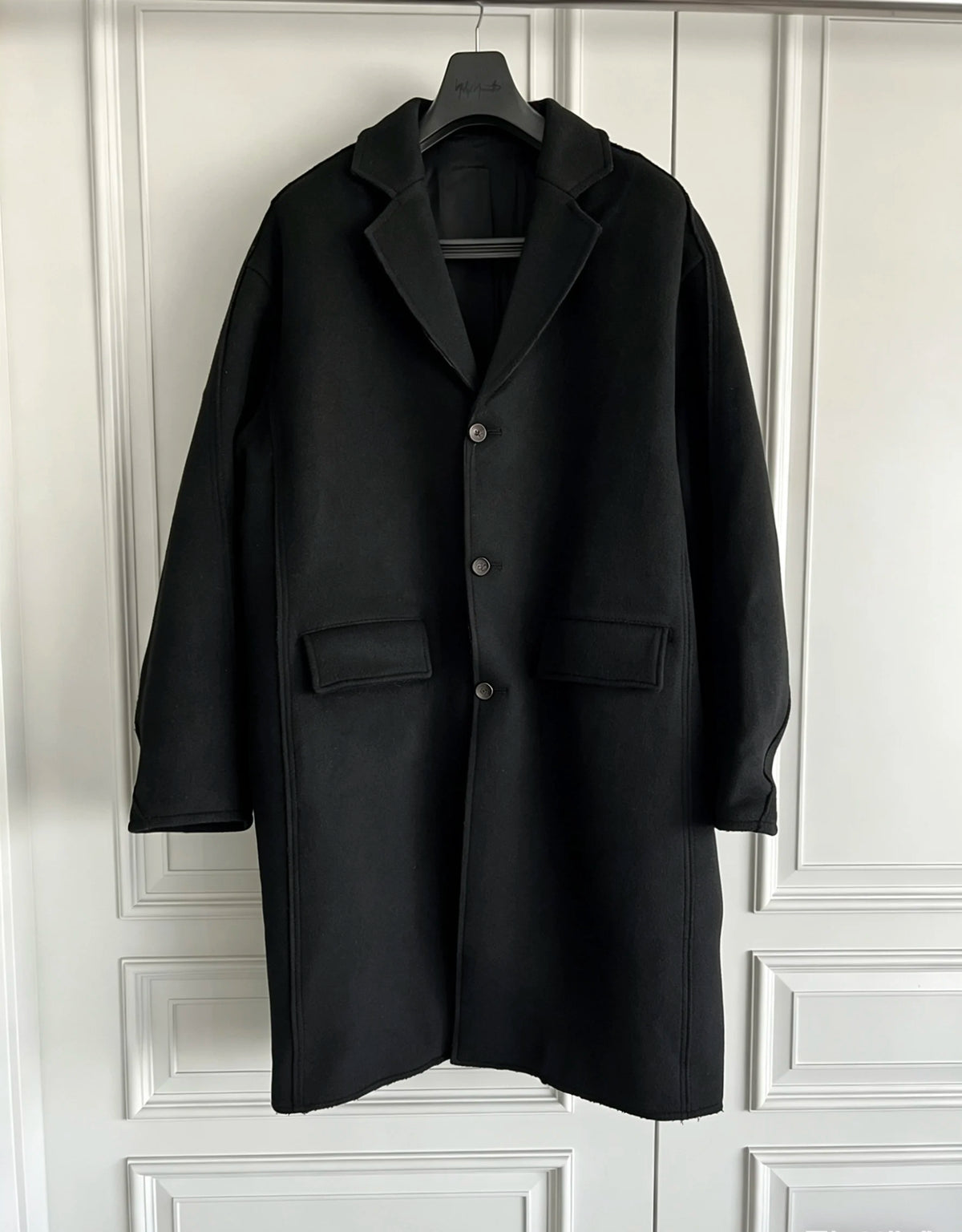 TOP-YAMAMOTO original design black wool coat