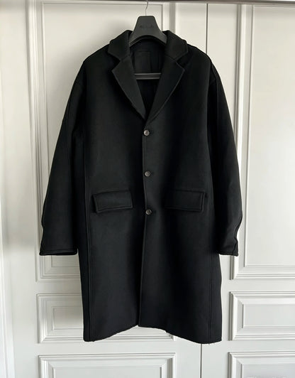 TOP-YAMAMOTO original design black wool coat
