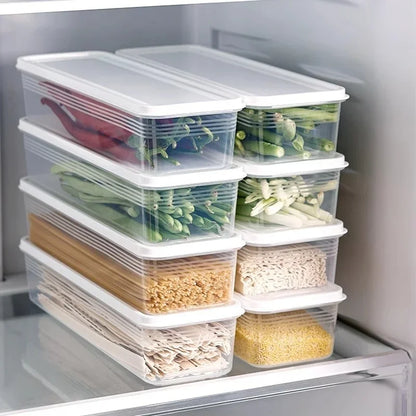 1/2/4 PCS Long Rectangular Food Storage Containers, Plastic Reusable Refrigerator Organizer Boxes Kitchen Accessories