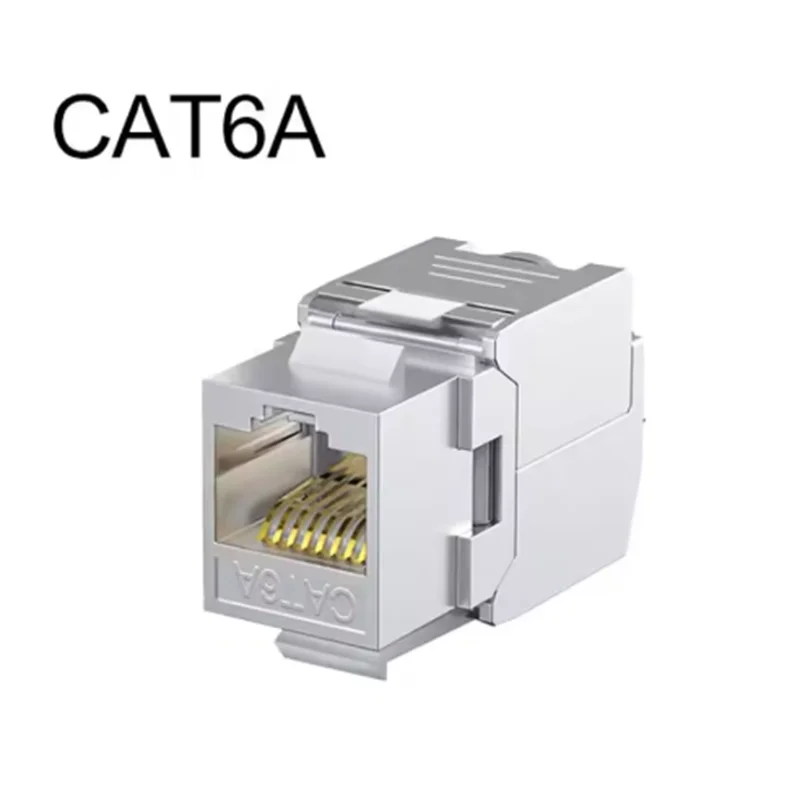Cat6a Cat7 Keystone Jack Cat7 RJ45 STP Tool-Less Type Zinc Alloy Module Jacks Adapter Coupler for 22 to 26 AWG