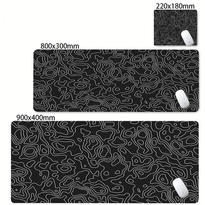 CIFBUY Large Gaming Mouse Pad Black White Strata Abstract Design Non-Slip Office Desk Mat Lock Stitched Edge for Computer Keyboa