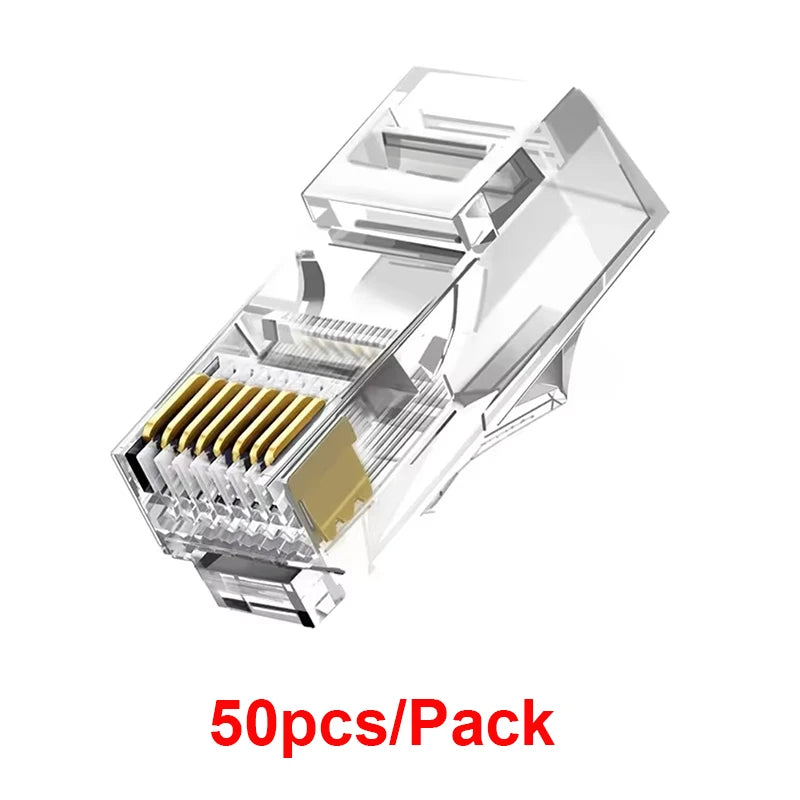 20/50/100PCS RJ45 Ethernet  Connector Cables Module Plug Network RJ-45 Lan Crystal Heads Cat5 Cat5e Gold Plated Network Cable