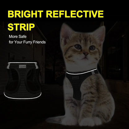 Cat Dog Harness with Lead Leash Adjustable Vest Polyester Mesh Breathable Harnesses Reflective Sti for Small Dog Cat Accessories