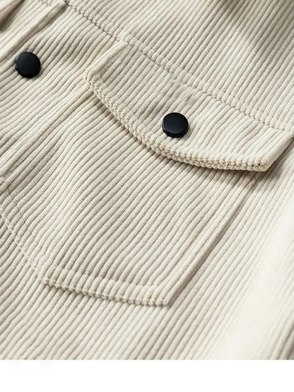 New Autumn Corduroy Jacket for Men with a Lapel, Trendy Japanese Style Loose Coat