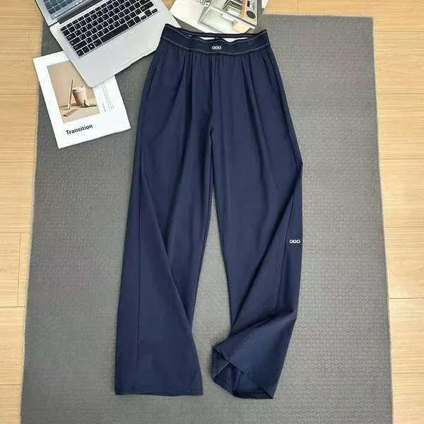 Loose Casual Pants Women's Summer High Waist and Thin Yoga Pants Breathable Drape Straight Mouth Wide Leg Sweatpants