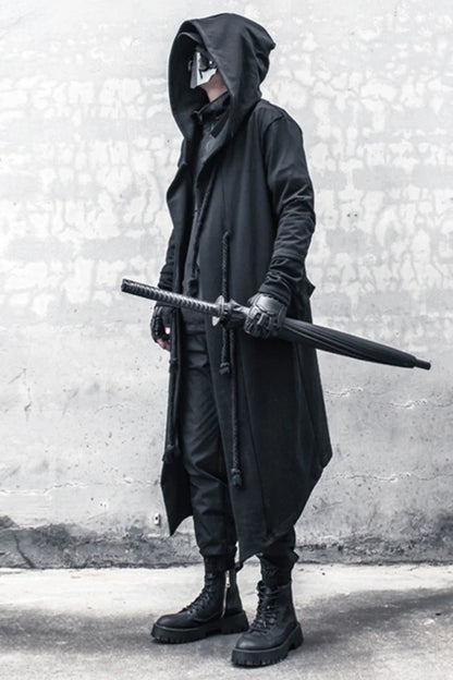 ARENS Men's Tide Spring Autumn Darkwear Warrior Large Size Windbreaker Gothic Style Long Coat Punk Cloak Hooded Wizard