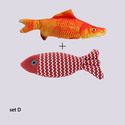 1Pcs/2Pcs Catnip Fish Cat Toys Soft Linen Bite-Resistant Plush Fish Interactive Chew Toys for Indoor Cats Pet Supplies