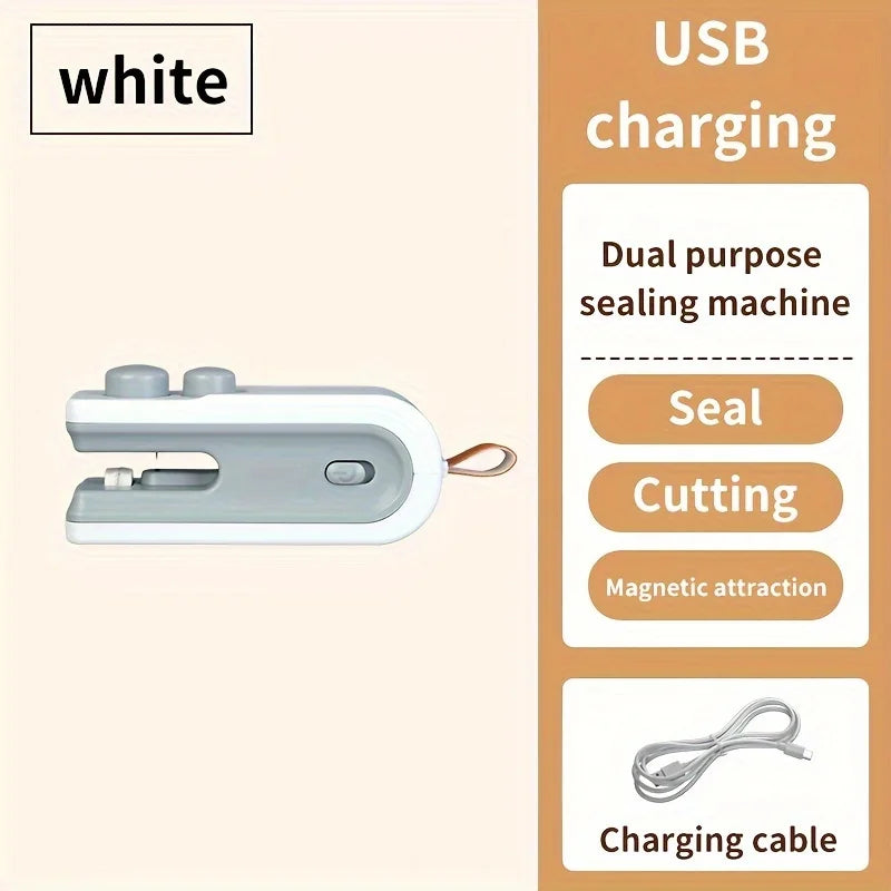 Handheld Bag Sealer Mini Heat Vacuum Food Sealer with Cutter and Magnet 2 in 1 Bag Sealer for Plastic Bags Snacks Food Storage