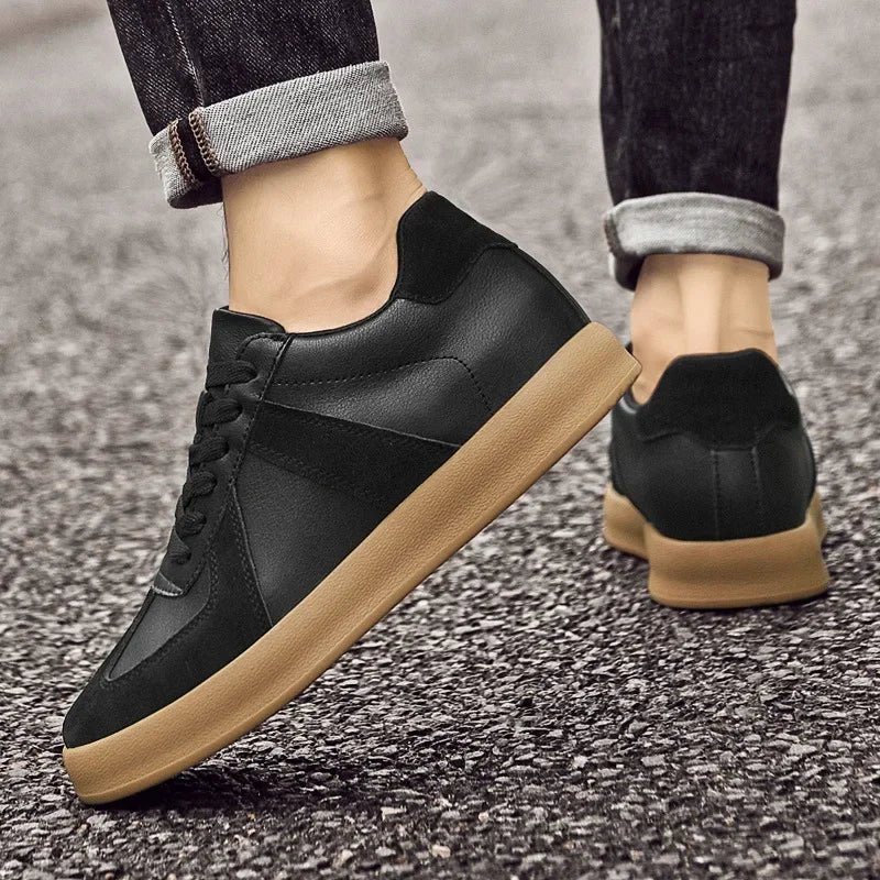 Fall Winter Invisible Heightening Men's Shoes 8cm Leisure Sports Shoes Fashionable Retro Men's Sneakers Breathable Leather