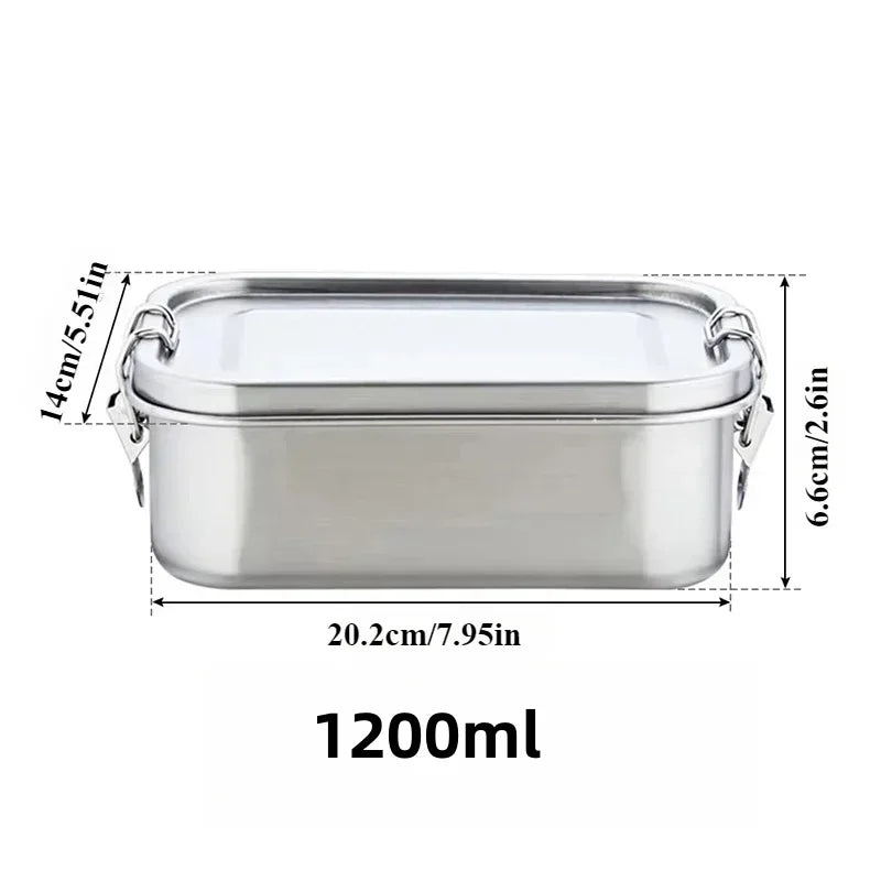 304 Stainless Steel Lunch Box Airtight Leakproof Bento Box 1/2 Layer Meal Prep Food Storage Containers with Locking for Adults