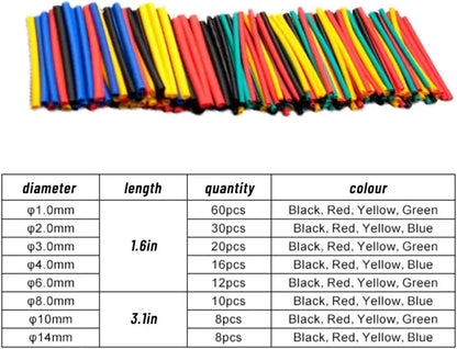 580PCS 2: 1 Cable Shrink Tube Kit Heat Assorted Pack Thermoretractile Insulation Sleeving Cable Wire Shrink Wrapping for DIY