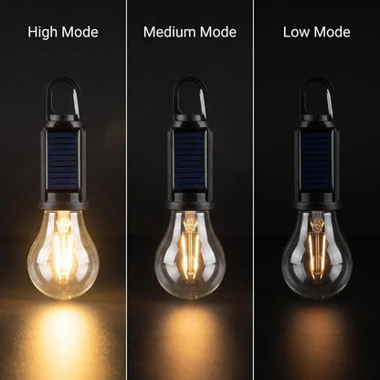 Vintage Solar & USB Rechargeable Camping Lantern LED Retro Tungsten Lamp Multifunctional Atmosphere Tent Light Bulb for Outdoor