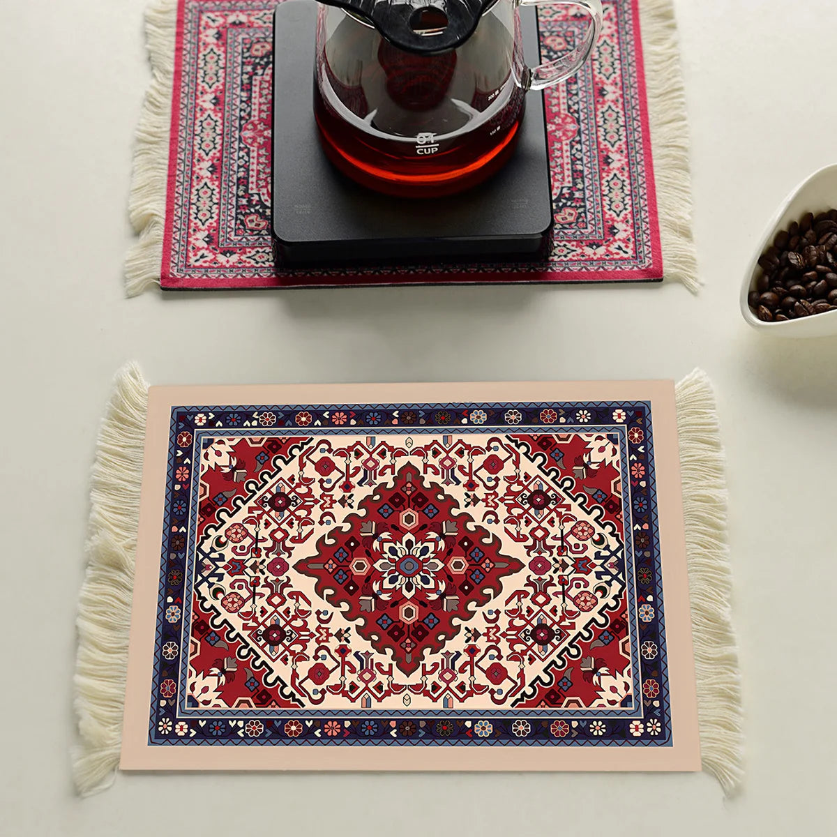 1pc Coffee Mat, Bohemian Style Coffee Pad Cup Mat, Multi-purpose Anti-slip Placemat, Coaster Coffee Accessories