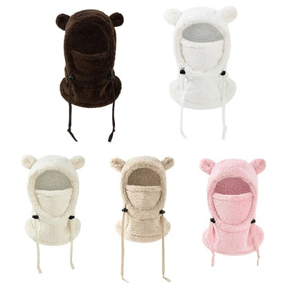 Integrated Cold-proof Hat and Scarf, Winter Cold-proof Ear-protecting and Windproof Face Mask for Boys and Girls Aged 3 To 10