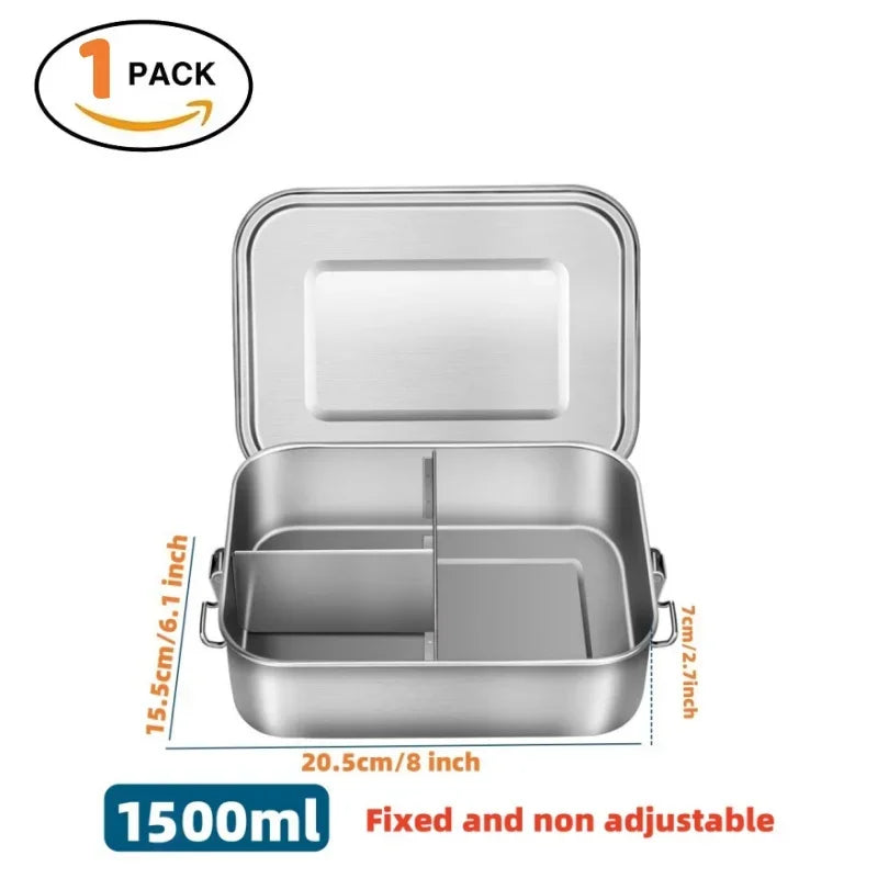 304 Stainless Steel Lunch Box Airtight Leakproof Bento Box 1/2 Layer Meal Prep Food Storage Containers with Locking for Adults