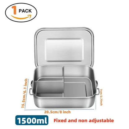 304 Stainless Steel Lunch Box Airtight Leakproof Bento Box 1/2 Layer Meal Prep Food Storage Containers with Locking for Adults