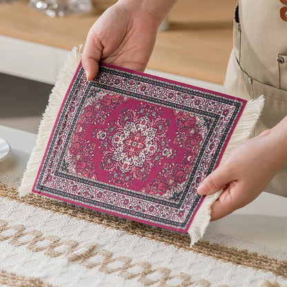 1pc Coffee Mat, Bohemian Style Coffee Pad Cup Mat, Multi-purpose Anti-slip Placemat, Coaster Coffee Accessories