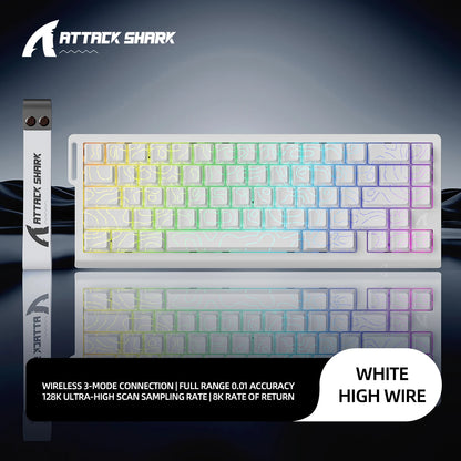 X68HE X68PRO ATTACK SHARK Magnetic Mechanical Keyboard 0.125ms Ultra Low Latency PO Cotton Silicone Fill RGB Backlit 8K Wired