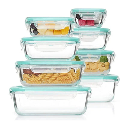 Borosilicate Glass Lunch Box Airtight Leakproof Bento Box Meal Prep Food Storage Containers with Locking Lid for Adults Office