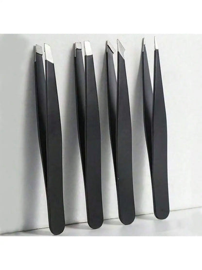 Multi-purpose Eyebrow Tweezers, 4-Pack Stainless Steel Eyebrow Tightening Facial Hair Trimmer Makeup Tool Set, Eye Shaping Tools