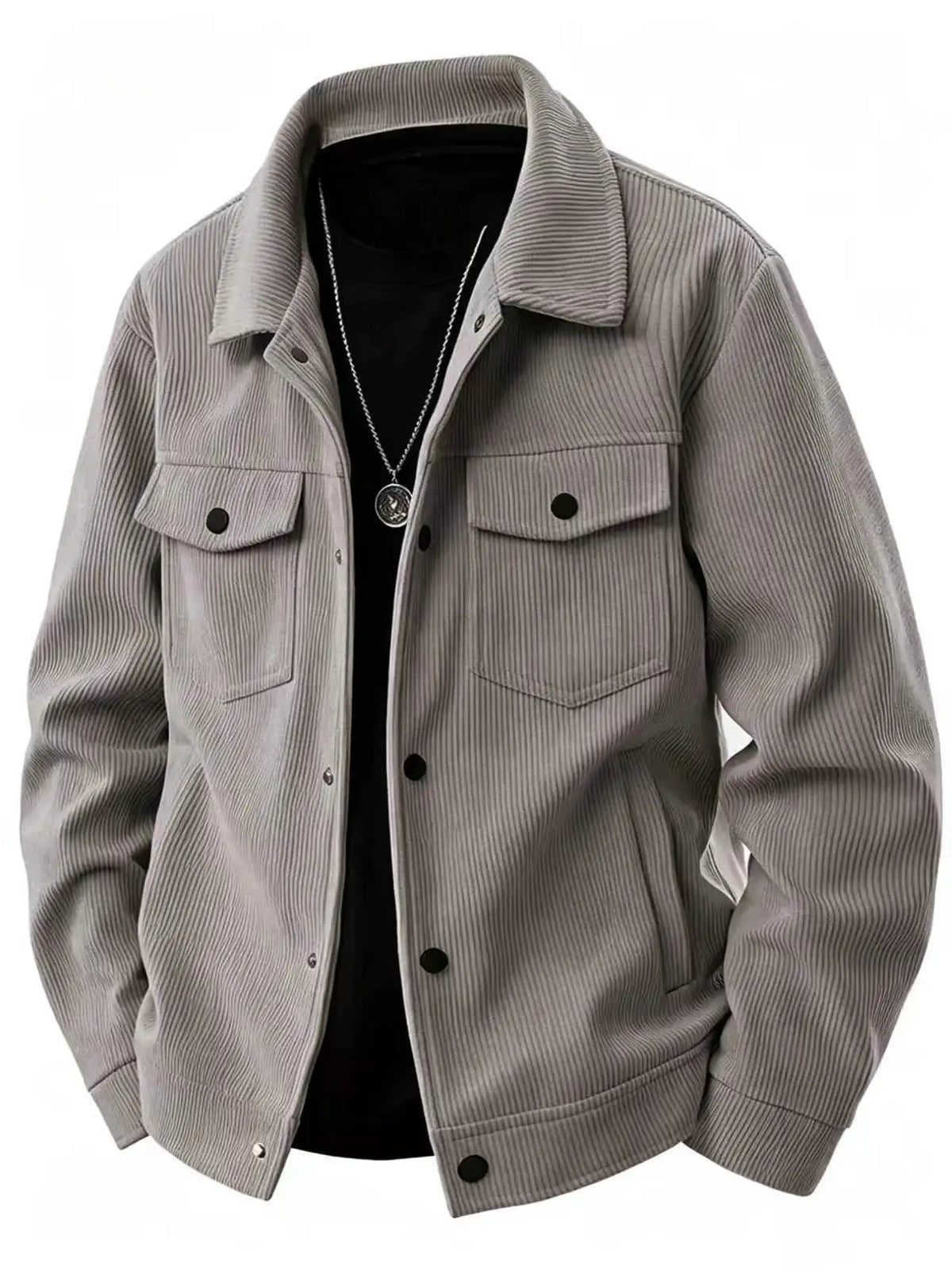 New Autumn Corduroy Jacket for Men with a Lapel, Trendy Japanese Style Loose Coat