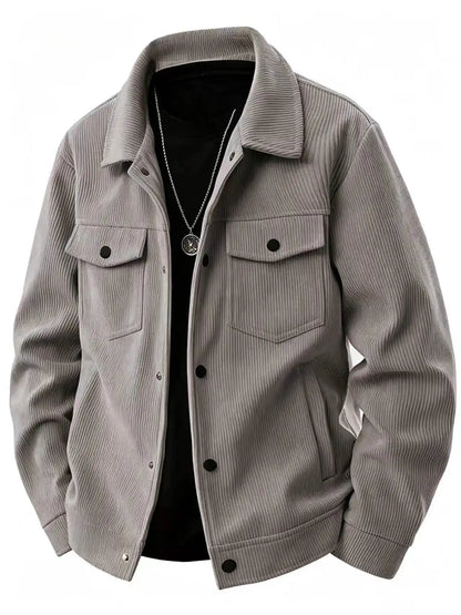 New Autumn Corduroy Jacket for Men with a Lapel, Trendy Japanese Style Loose Coat