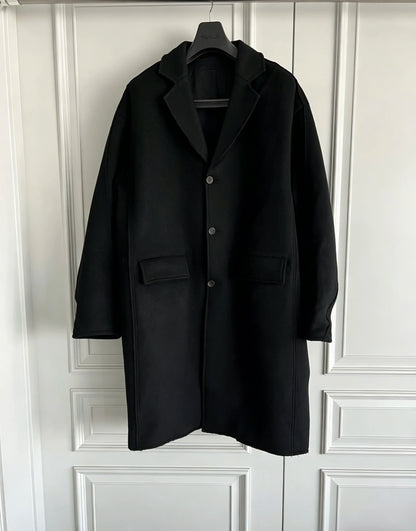 TOP-YAMAMOTO original design black wool coat