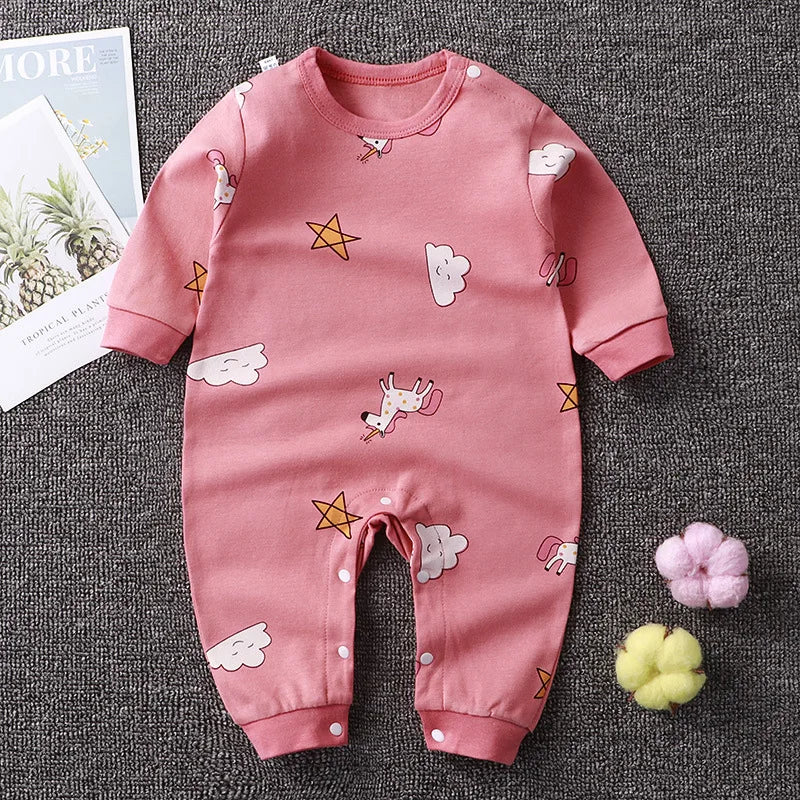 Baby Boys Girls Long Sleeve Romper Cotton Spring Autumn Crawling Jumpsuit Sleepwear All Seasons Onesie