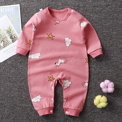Baby Boys Girls Long Sleeve Romper Cotton Spring Autumn Crawling Jumpsuit Sleepwear All Seasons Onesie