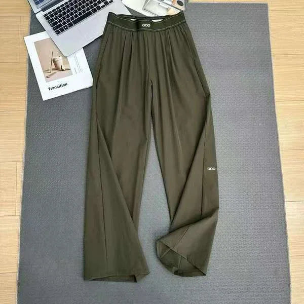 Loose Casual Pants Women's Summer High Waist and Thin Yoga Pants Breathable Drape Straight Mouth Wide Leg Sweatpants