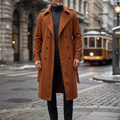 New Men's Trench Autumn Super Long Windbreaker - Double-Breasted with Belt | Thin & Loose Streetwear Casual Long Jackets for Man